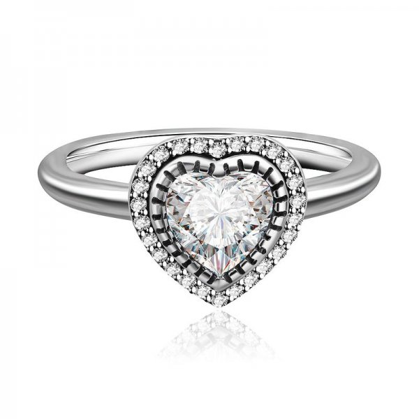 925 Sterling zinc Sparkling Love Heart Ring