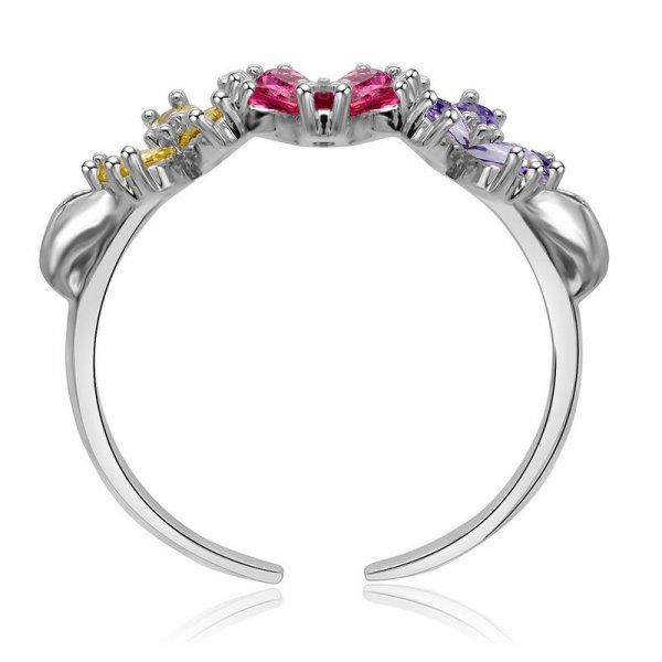 Triple Color  Stones Floral Ring