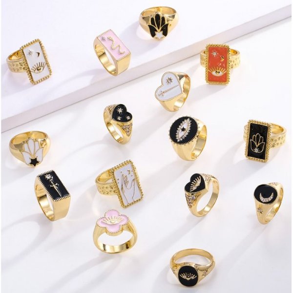 Tarot Card Enamel Ring Collection