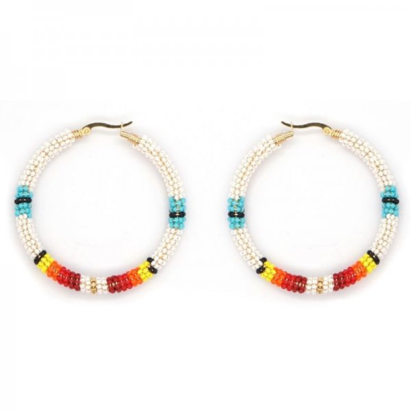 Rainbow Summer Miyuki Bead Big Hoop Earring