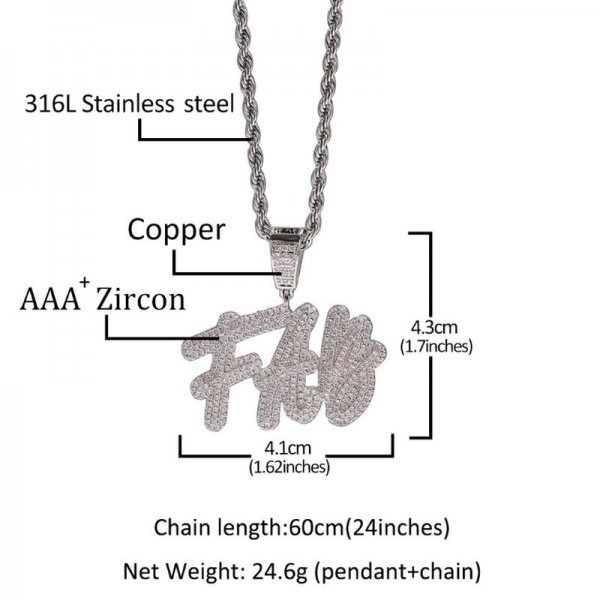 Hip Hop A-Z Custom Name Charm Letters Necklace