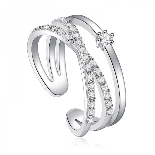 Cubic Zirconia Criss Cross Ring