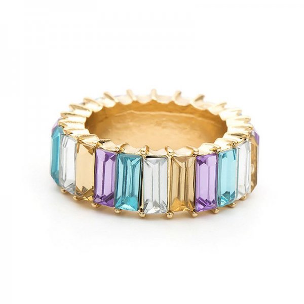 Multi Color Baguette Eternity Stack Ring