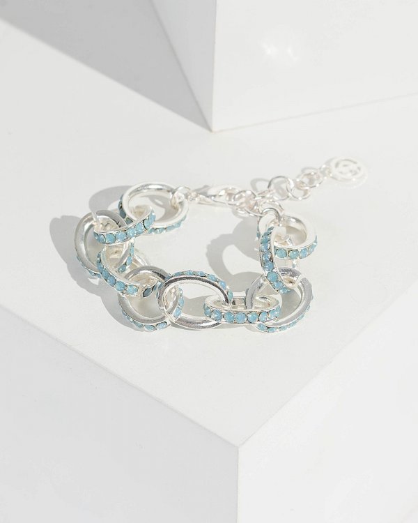 Silver Statement Beaded Chain Bracelet