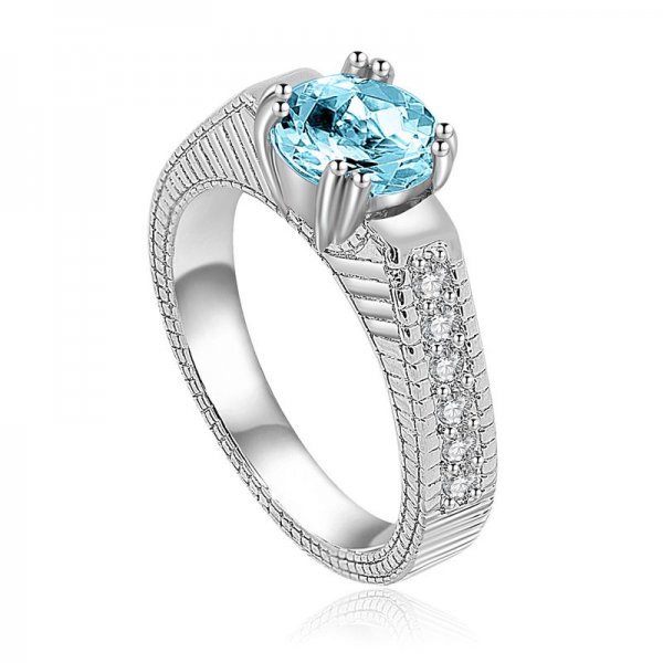 Aquamarine Solitaire Ring