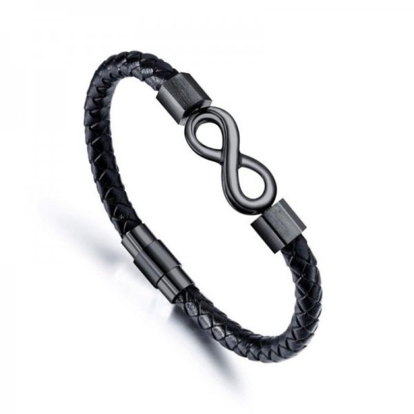 Inifinity Braided PU Leather Bracelet For Men